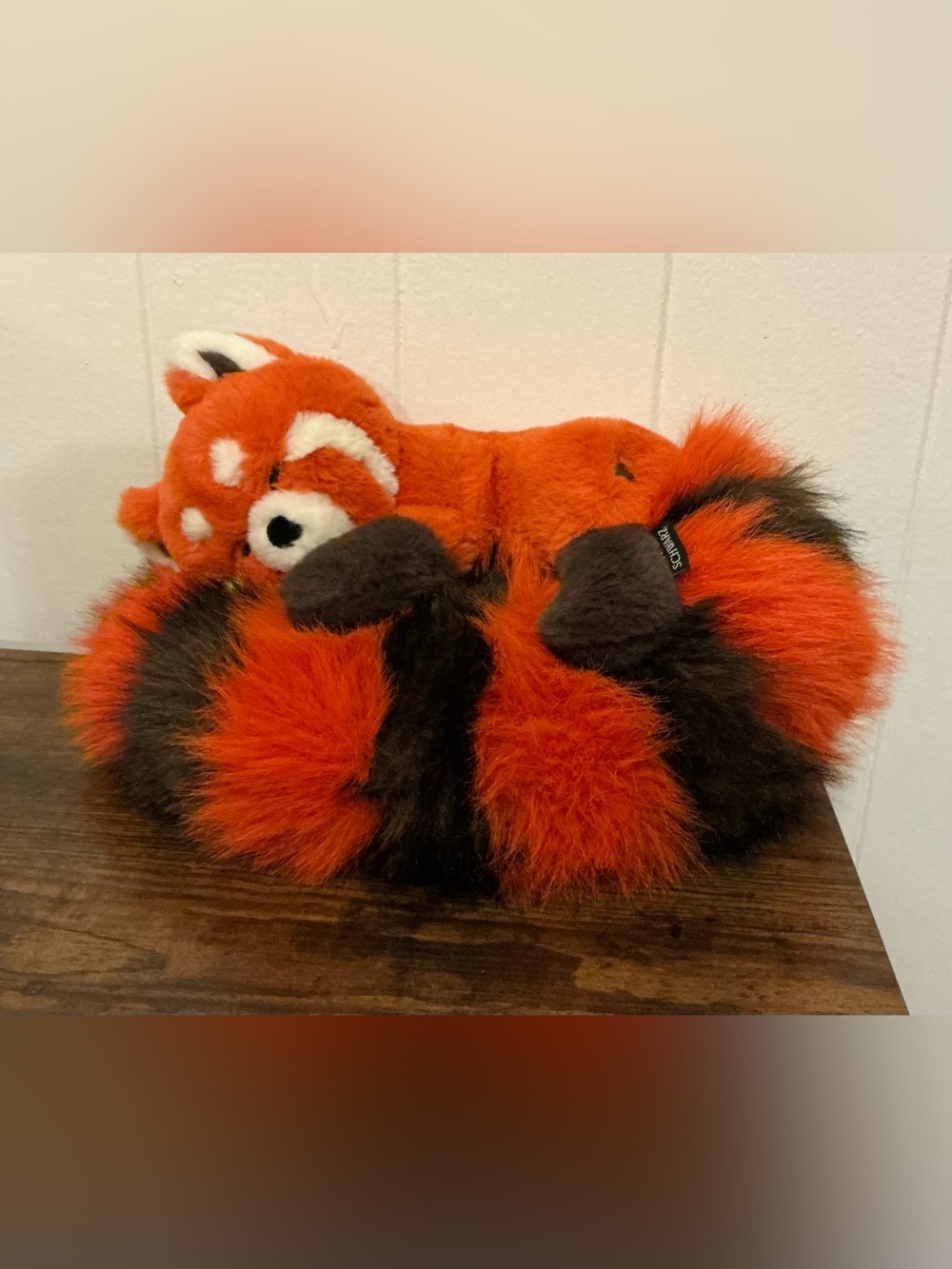 A HTF Rare FAO Schwarz Sleeping Red Panda Stuffed Animal Plush Toy